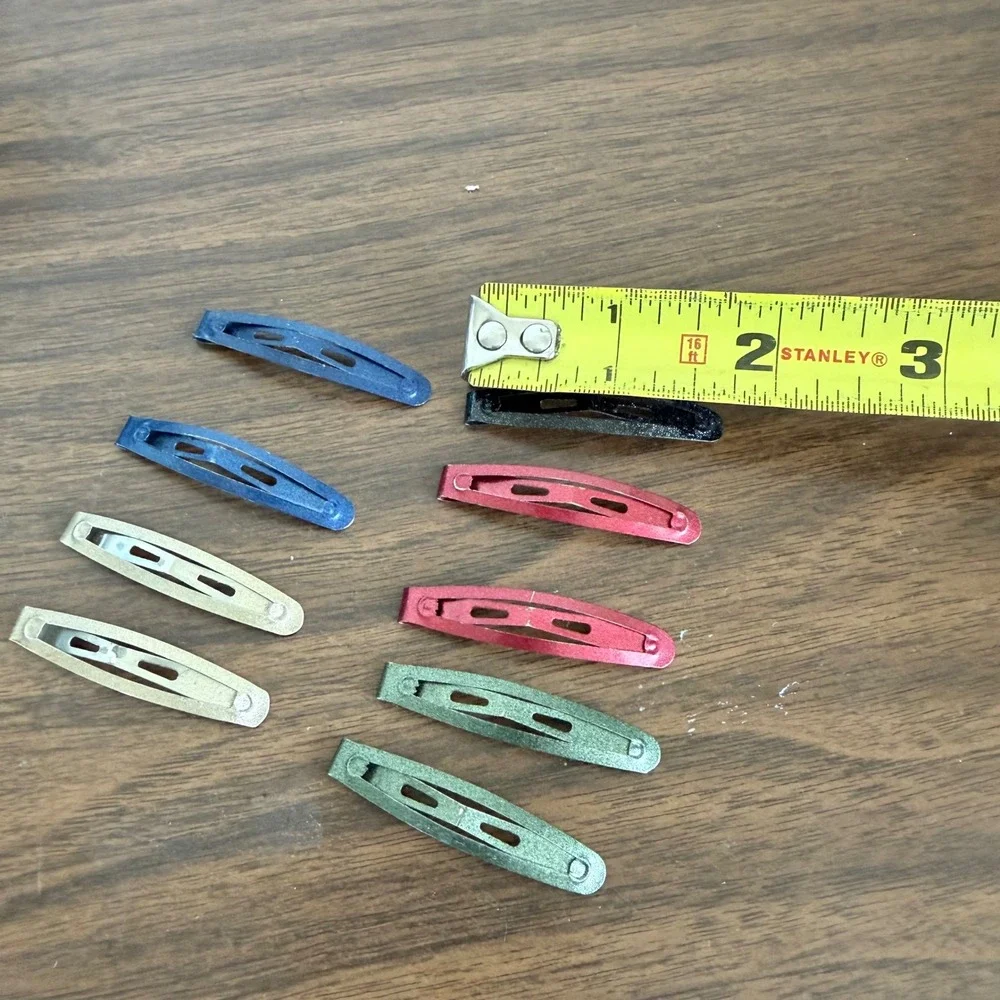 Vintage Multi Color Metallic Shimmer Snap Hair Clips Y2K Barrettes Lot Of 9